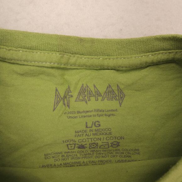 Def Leppard Band Graphic Crew Neck T Shirt Adult Mens Size Large L Green - Picture 3 of 9